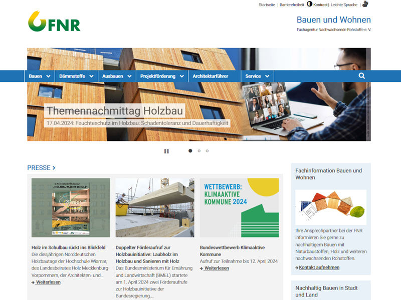 Themenweb Baustoffe der FNR
