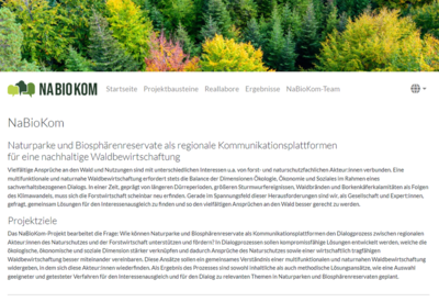 Internetseite des Projektes NaBioKom